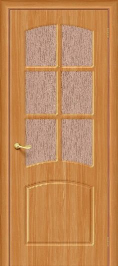 Межкомнатная дверь с ПВХ-пленкой Браво Кэролл П-18 (МиланОрех) остекленная — фото 1