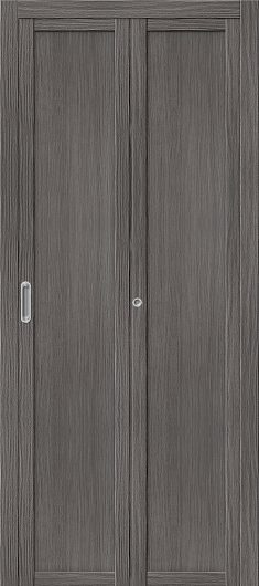 Межкомнатная складная дверьс эко шпоном el`PORTA Твигги M1 Grey Veralinga глухая — фото 1