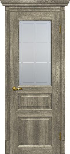 Межкомнатная дверь с эко шпоном Мариам Тоскана-2 Гриджио остекленная — фото 1