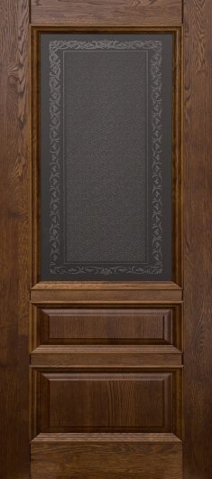 Межкомнатная дверь из массива Ока Аристократ №2 Античный орех остекленная — фото 1
