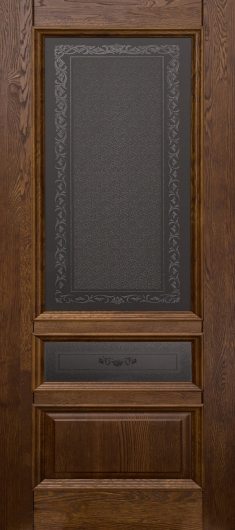 Межкомнатная дверь из массива Ока Аристократ №3 Античный орех остекленная — фото 1