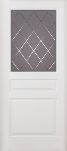 Межкомнатная дверь из массива Ока Валенсия Эмаль белая остекленная — фото 1