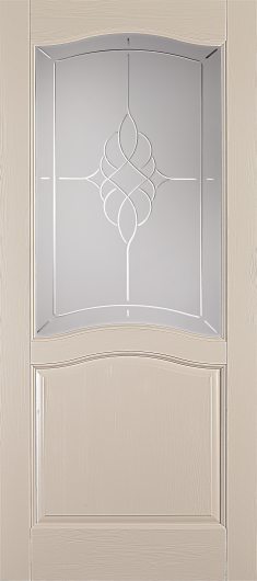 Межкомнатная дверь из массива Ока Лео Эмаль крем остекленная — фото 1