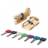 Изображение товара Цилиндровый механизм MaxPro7002Knob52mm(21+10+21) SSG сатин.золото 7key с вертушкой