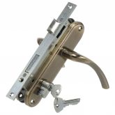 Изображение товара Замок врезной цилиндровый с защёлкой в комплекте с ручкой ЗВ4-70.27 (ант.бронза), 4 кл.