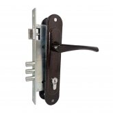 Изображение товара Замок врезной цилиндровый с защёлкой в комплекте с ручкой ЗВ4-85/07 (медь антик), 4 кл.