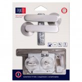 Изображение товара Комплект ручек с защелкой c запиранием LM/A SET72R.RS52.PORTO/HD SN-3 матовый никель