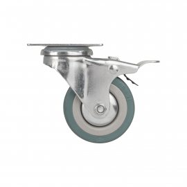 Изображение товара Опора колесная со стопором и площадкой WL/B-60R/50 kg (brake) резина