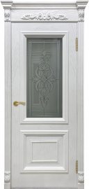 Изображение товара Межкомнатная шпонированная дверь Avidoor Идель Ясень белая эмаль Остекленная