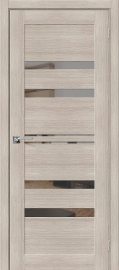 Изображение товара Межкомнатная дверь с эко шпоном Порта-30 Capuccino Veralinga/Mirox Grey остекленная