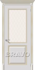 Изображение товара Межкомнатная эмалированная дверь Браво Блюз К-24 (Белое Золото) остекленная