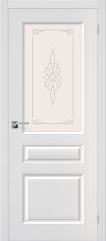 Изображение товара Межкомнатная дверь с ПВХ-пленкой Статус-15 (Белый) остекленная