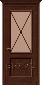 Изображение товара Межкомнатная шпонированная дверь Белорусские двери Луи II Д-19 (Бренди) остекленная