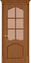 Изображение товара Межкомнатная дверь шпон файн-лайн Браво Каролина Ф-11 (Орех) остекленная