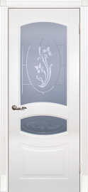 Изображение товара Межкомнатная ульяновская дверь Текона Смальта 02 Белый RAL 9003 остекленная