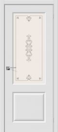 Изображение товара Межкомнатная дверь с ПВХ-пленкой Браво Скинни-13 П-23 (Белый) остекленная