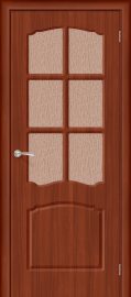 Изображение товара Межкомнатная дверь с ПВХ-пленкой Браво Альфа П-17 (ИталОрех) остекленная