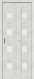 Изображение товара Межкомнатная складная дверь с эко шпоном Порта-23 Bianco Veralinga остекленная