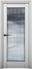 Изображение товара Межкомнатная дверь с экошпоном Aurum Doors Никель Ni 5 Манхэттен Стекло FLUTES