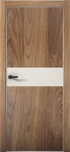 Изображение товара Межкомнатная дверь с экошпоном Aurum Doors Плутоний Pu 5 Орех Пекан Анодированная кромка Al Магнолия