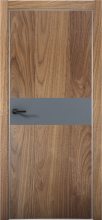Изображение товара Межкомнатная дверь с экошпоном Aurum Doors Плутоний Pu 5 Орех Пекан Анодированная кромка Al Антрацит