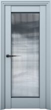 Изображение товара Межкомнатная дверь с экошпоном Aurum Doors Никель Ni 5 Deep Blue Стекло FLUTES