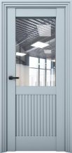 Изображение товара Межкомнатная дверь с экошпоном Aurum Doors Никель Ni 3 Deep Blue Прозрачное стекло