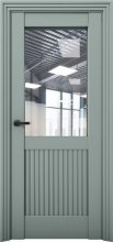 Изображение товара Межкомнатная дверь с экошпоном Aurum Doors Никель Ni 3 Deep Green Прозрачное стекло
