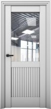 Изображение товара Межкомнатная дверь с экошпоном Aurum Doors Никель Ni 3 Манхэттен Прозрачное стекло