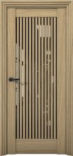 Изображение товара Межкомнатная дверь с экошпоном Aurum Doors Никель Ni 4 Дуб Светлый Черный лакобель