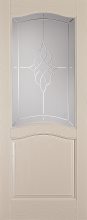 Изображение товара Межкомнатная дверь из массива Ока Лео Эмаль крем остекленная