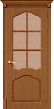 Изображение товара Межкомнатная дверь шпон файн-лайн Браво Каролина Ф-11 (Орех) остекленная