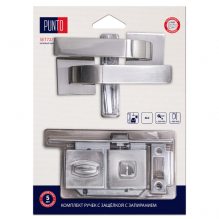Изображение товара Комплект ручек с защелкой c запиранием LM/A SET72K.QS52.TRENTO/HD SN-3 матовый никель