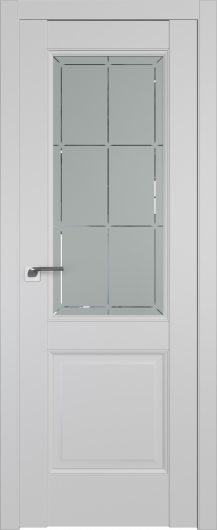 Межкомнатная дверь с эко шпоном PROFILDOORS 90U Манхэттен ст.гравировка остекленная — фото 1