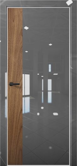 Межкомнатная дверь с экошпоном Aurum Doors Платина Pt 6 Crystall Gray Al White Орех Пекан — фото 1