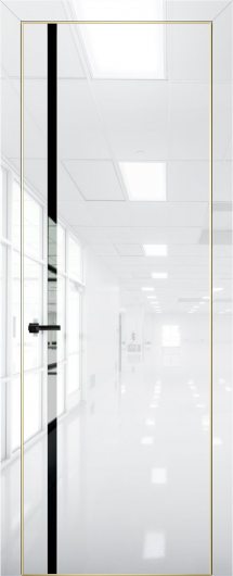 Межкомнатная дверь с экошпоном Aurum Doors Платина Pt 8 Crystall White Gold Edition Черный лакобель — фото 1