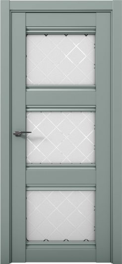 Межкомнатная дверь с экошпоном Aurum Doors Кобальт Co 24 Deep Green Стекло Ромб — фото 1