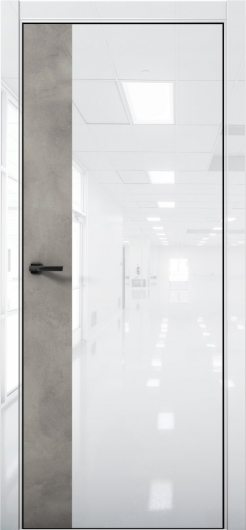 Межкомнатная дверь с экошпоном Aurum Doors Платина Pt 6 Crystall White Black Edition Бетон LOFT — фото 1