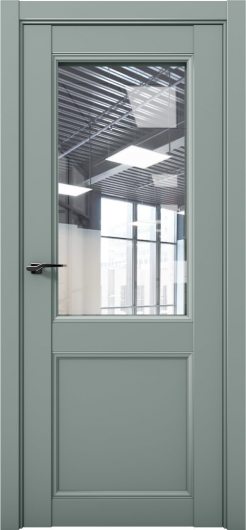 Межкомнатная дверь с экошпоном Aurum Doors Кобальт Co 33 Deep Green Прозрачное стекло — фото 1