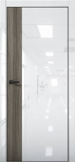 Межкомнатная дверь с экошпоном Aurum Doors Платина Pt 6 Crystall White Black Edition Дуб Миндаль — фото 1
