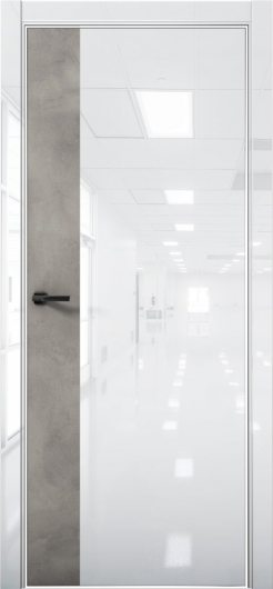 Межкомнатная дверь с экошпоном Aurum Doors Платина Pt 6 Crystall White Al White Бетон LOFT — фото 1