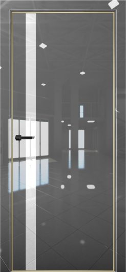 Межкомнатная дверь с экошпоном Aurum Doors Платина Pt 7 Crystall Gray Gold Edition Белый лакобель — фото 1