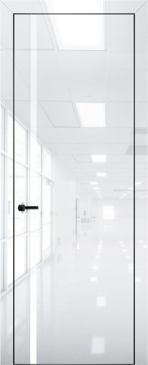 Межкомнатная дверь с экошпоном Aurum Doors Платина Pt 8 Crystall White Black Edition Белый лакобель — фото 1