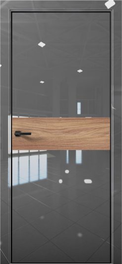 Межкомнатная дверь с экошпоном Aurum Doors Платина Pt 5 Crystall Gray Black Edition Дуб Натуральный — фото 1