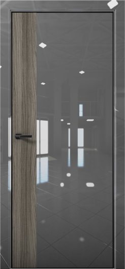 Межкомнатная дверь с экошпоном Aurum Doors Платина Pt 6 Crystall Gray Black Edition Дуб Миндаль — фото 1