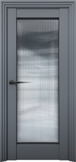 Межкомнатная дверь с экошпоном Aurum Doors Никель Ni 5 Антрацит Стекло FLUTES — фото 1