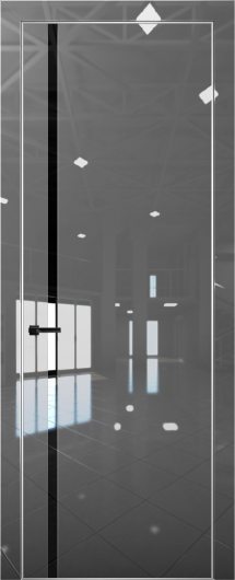 Межкомнатная дверь с экошпоном Aurum Doors Платина Pt 8 Crystall Gray Анодированная кромка Al Черный лакобель — фото 1