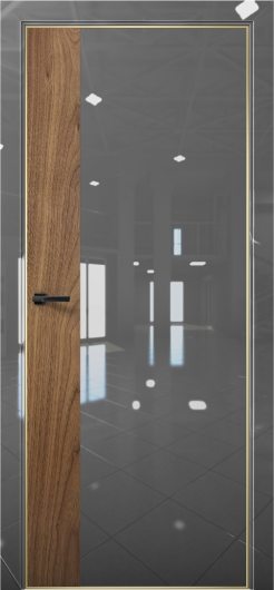 Межкомнатная дверь с экошпоном Aurum Doors Платина Pt 6 Crystall Gray Gold Edition Орех Пекан — фото 1