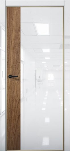 Межкомнатная дверь с экошпоном Aurum Doors Платина Pt 6 Crystall White Gold Edition Орех Пекан — фото 1