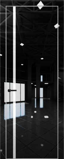 Межкомнатная дверь с экошпоном Aurum Doors Платина Pt 8 Crystall Black Анодированная кромка Al Белый лакобель — фото 1